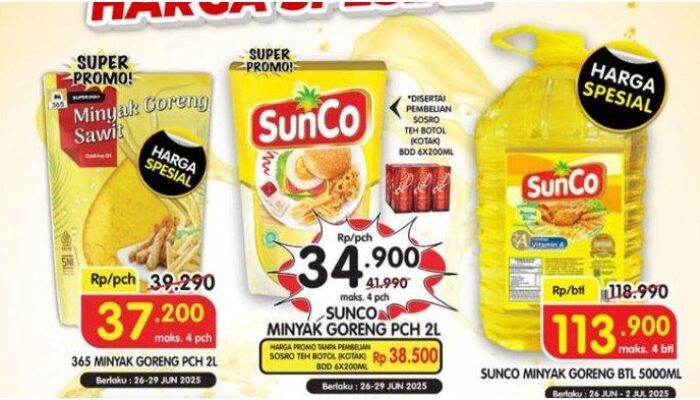 Promo JSM 29 Juni 2025: Minyak Goreng 2L Hanya Rp34.900 di Superindo, Indomaret, Alfamart